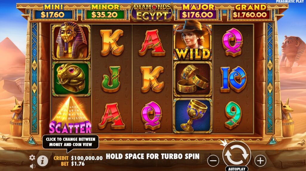 Diamonds Of Egypt จาก เว็บเกมสล็อต Pramatic Play KNG368 สล็อต เครดิตฟรี