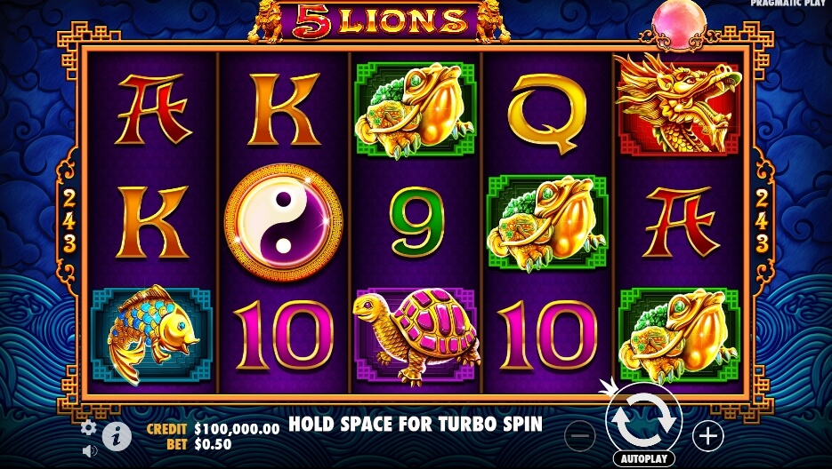 5 Lions จาก เว็บเกมสล็อต Pramatic Play KNG368 เว็บสล็อต เว็บตรง ค่ายใหญ่