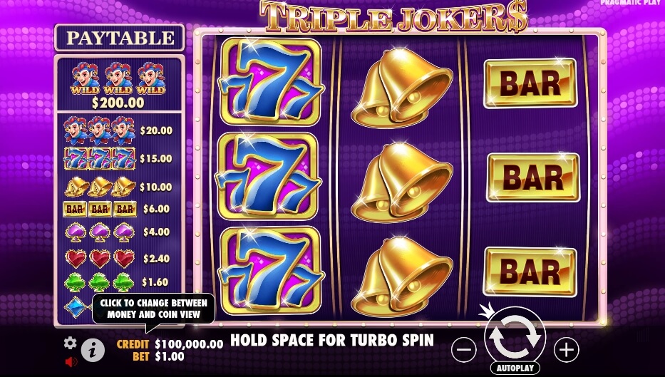 Triple Jokers จาก เว็บเกมสล็อต Pramatic Play KNG368 สล็อต 168